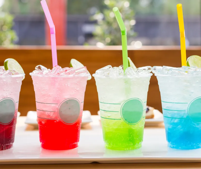 Colorful dirty sodas with customizable flavors promoting the Sweet Sips & Smiles Dirty Soda Bar event at Georgette's Grounds & Gifts in Maumee, Ohio.